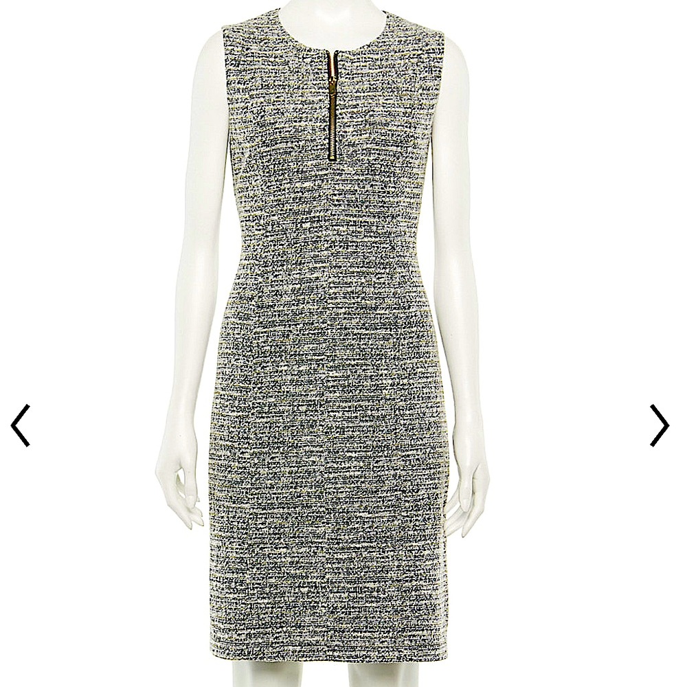 Women's Apt. 9 Zip Front Sleeveless Black Boucle Sheath Dress